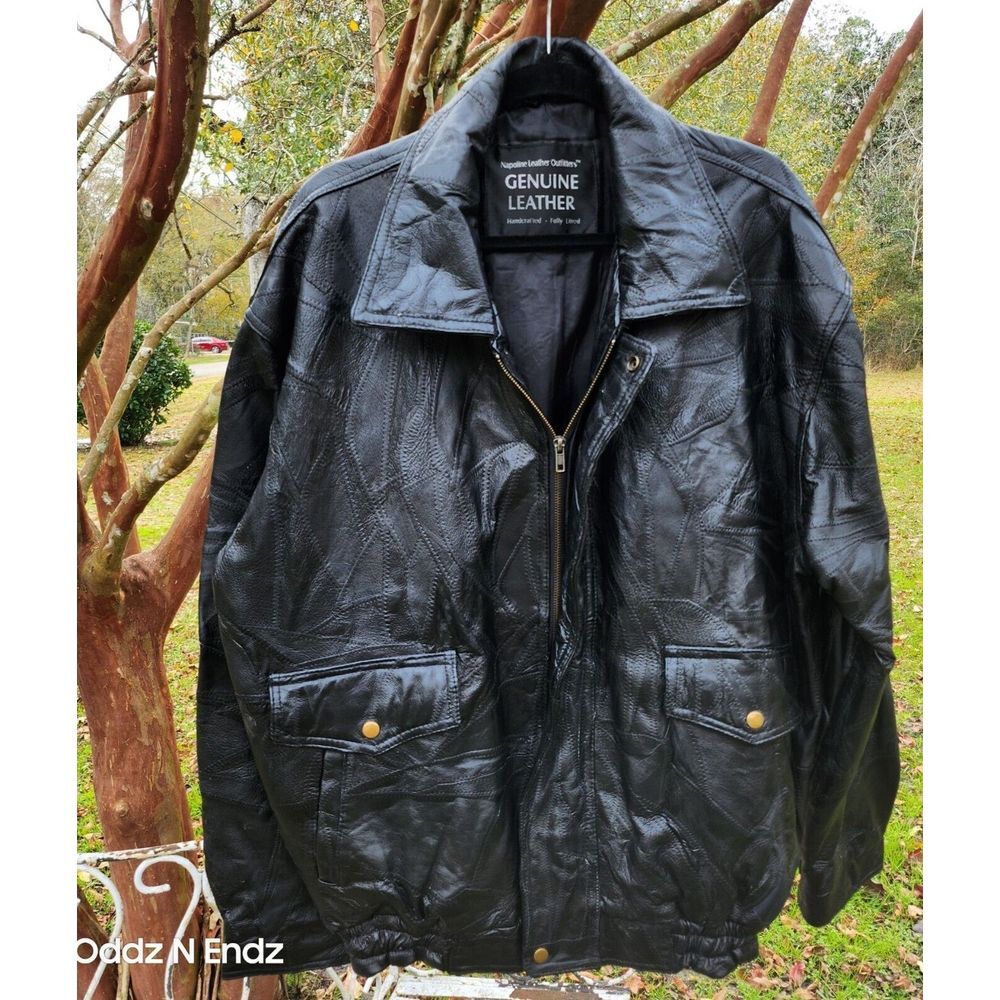 Napoline Leather Outfitters Genuine Leather Jacket XL Black Mens Fully Lined
